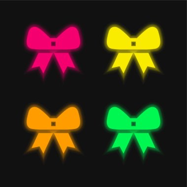 Dört renk parlayan neon vektör simgesi