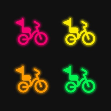 Dört renkli parlayan neon vektör simgesini döndür