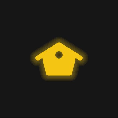 Birds Home yellow glowing neon icon clipart