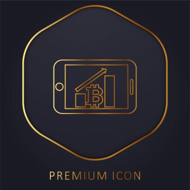 Bitcoin Cep Telefonu Grafik altın çizgi prim logosu veya simgesi