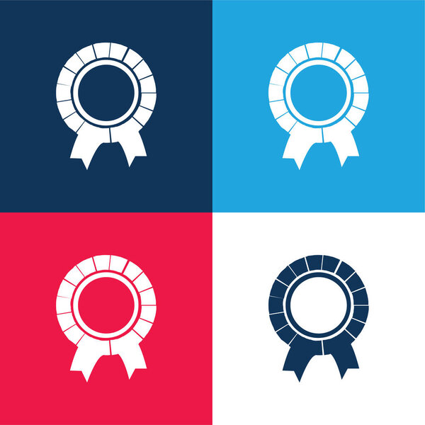 Award Badge blue and red four color minimal icon set