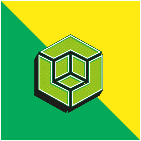 3D модель Зеленый и желтый современный 3D логотип векторной иконки