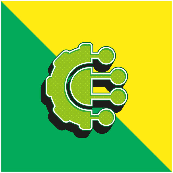 Зеленый и желтый современный 3d логотип векторной иконы