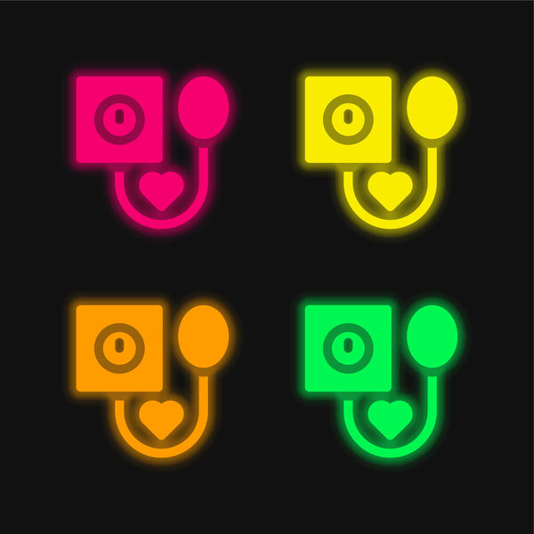 Blood Pressure four color glowing neon vector icon