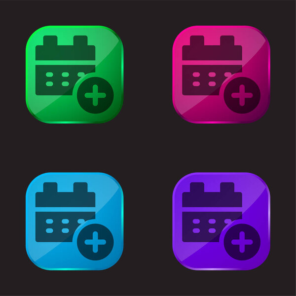 Appointment four color glass button icon