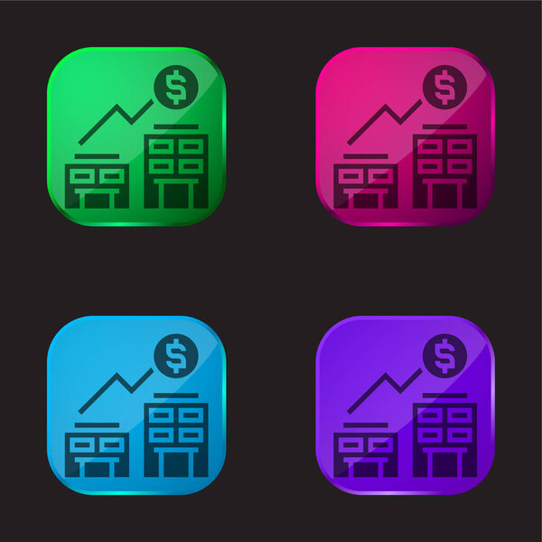 Acquisition four color glass button icon