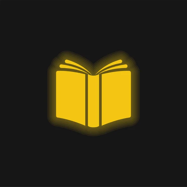 Libro Cubierta Amarillo Brillante Icono Neón — Vector de stock