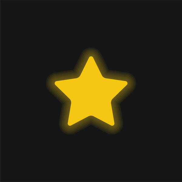 Силуэт чёрной звезды жёлтый светящийся неоновый значок