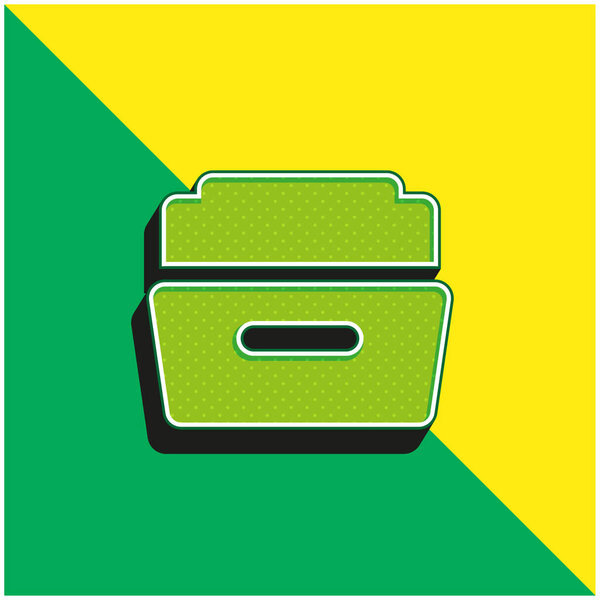 Big Open Folder Green and yellow modern 3d vector icon logo