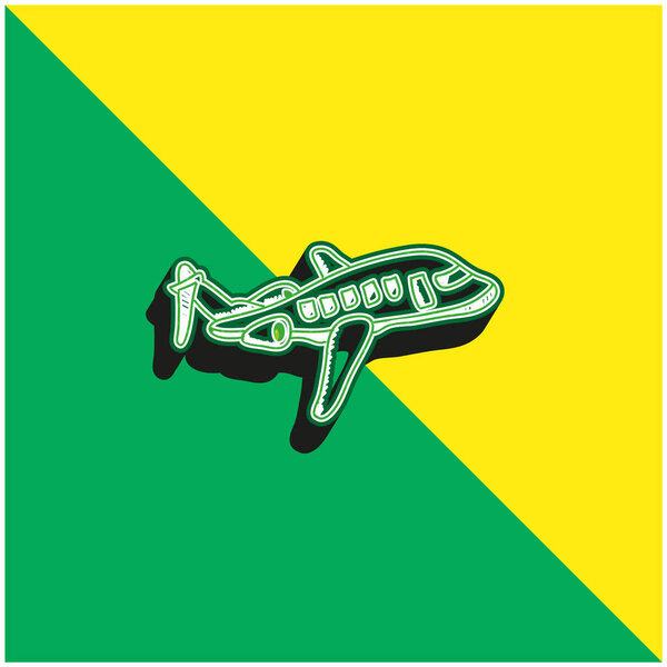 Самолет Зеленый и желтый современный трехмерный векторный логотип