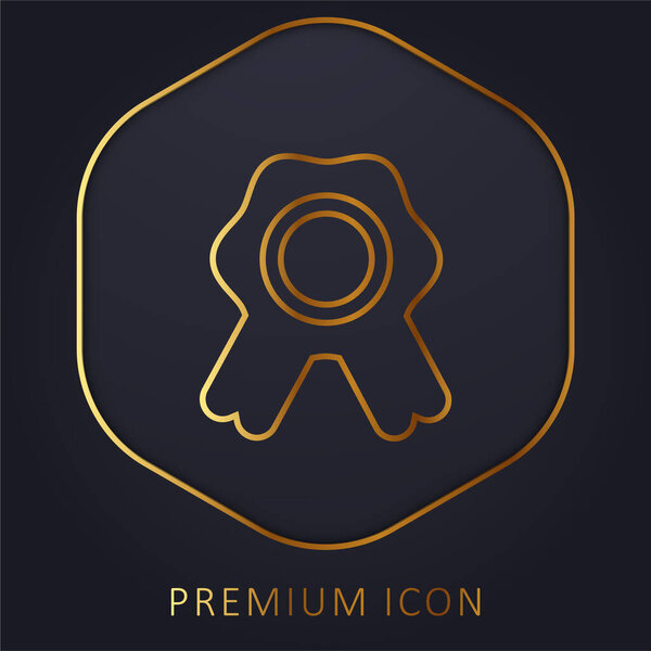 Badge With Ribbon golden line premium logo or icon