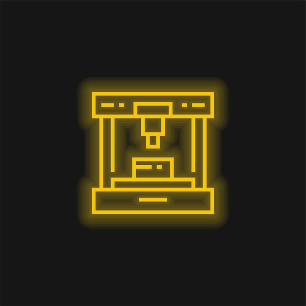 3d Printer yellow glowing neon icon