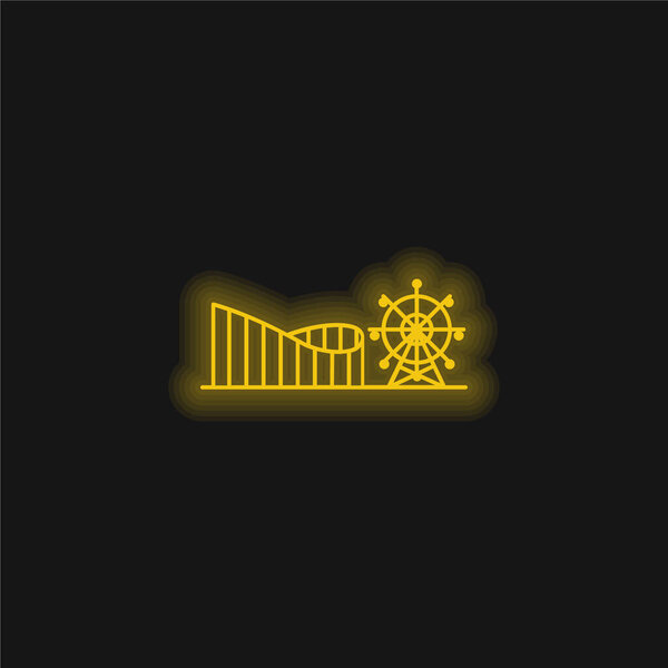 Amusement Park yellow glowing neon icon