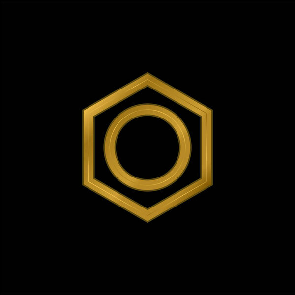 Benzene gold plated metalic icon or logo vector