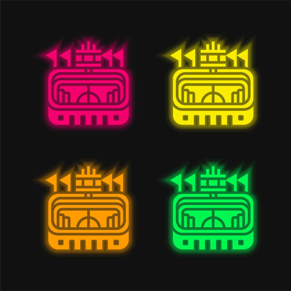 Arena four color glowing neon vector icon