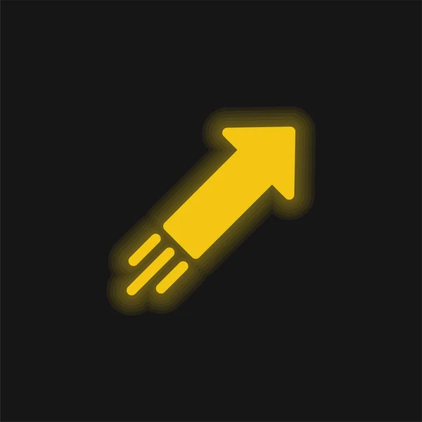 Arrow Yellow Glowing Neon Icon — Stock Vector