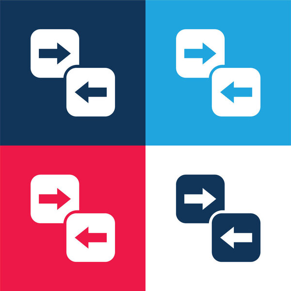 Arrow Directions blue and red four color minimal icon set