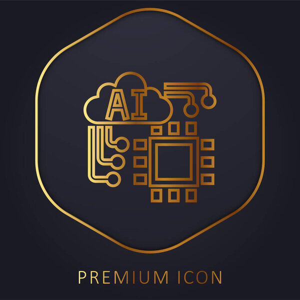 Искусственный интеллект золотая линия премиум логотип или значок