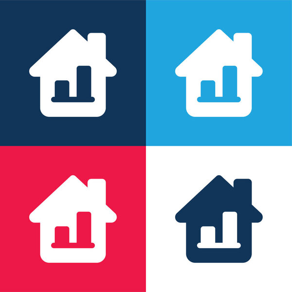 Bar Graph blue and red four color minimal icon set