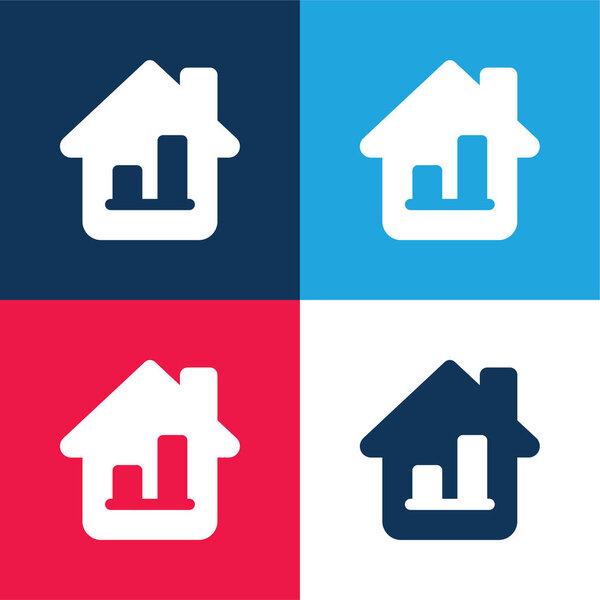Gráfico Barras Azul Rojo Conjunto Iconos Mínimo Cuatro Colores — Vector de stock