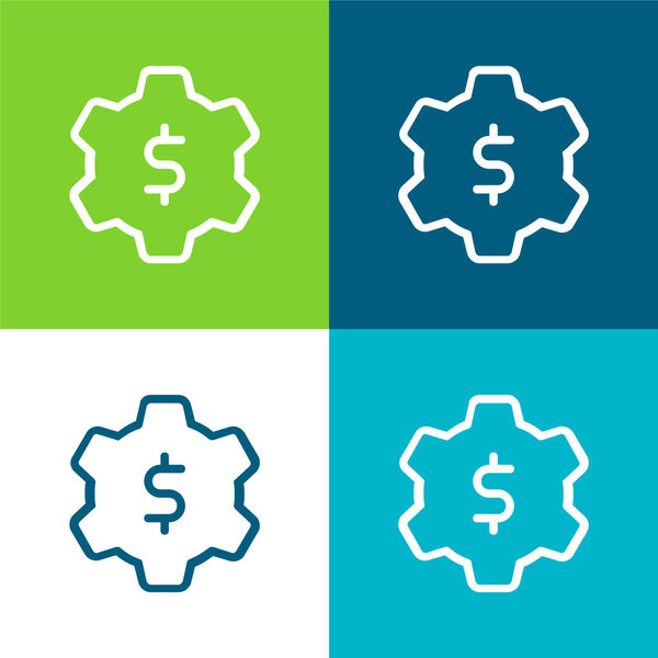 Application Settings Flat four color minimal icon set