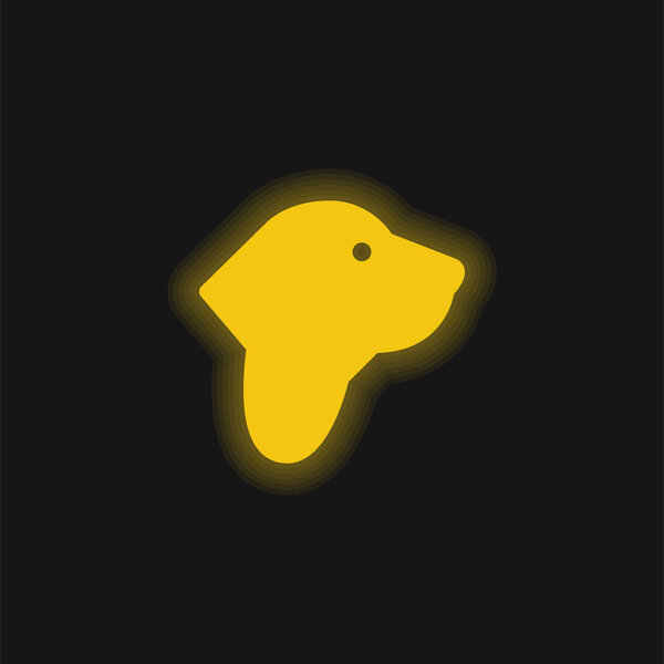 Basset Hound yellow glowing neon icon