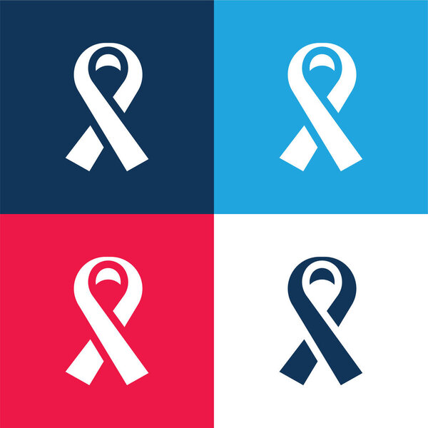 Black Ribbon blue and red four color minimal icon set