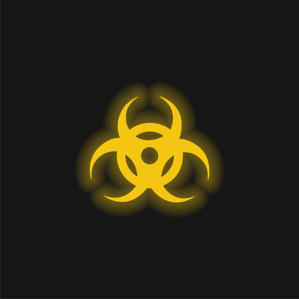 Биоопасный жёлтый светящийся неоновый значок