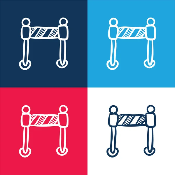 Barrier Construction Limit Tool Blauw Rood Vier Kleuren Minimale Pictogram — Stockvector