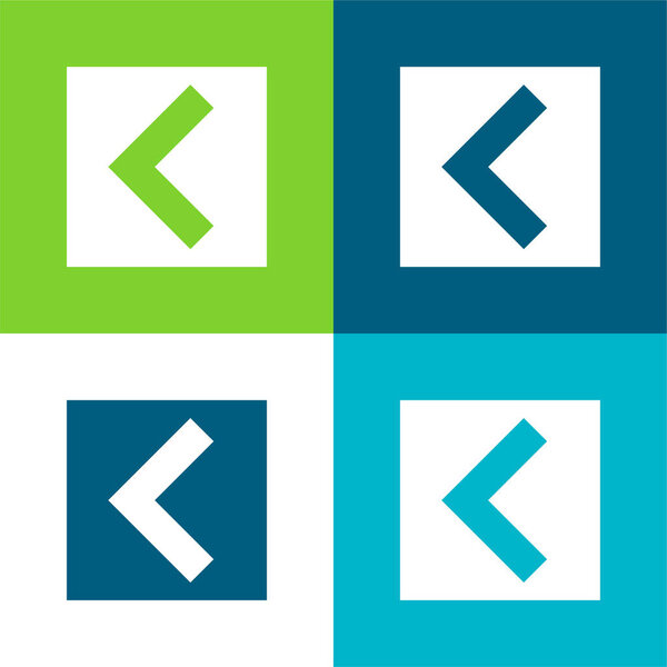 Стрелка назад в квадратный интерфейс Кнопка плоская четыре цвета минимальный набор значков