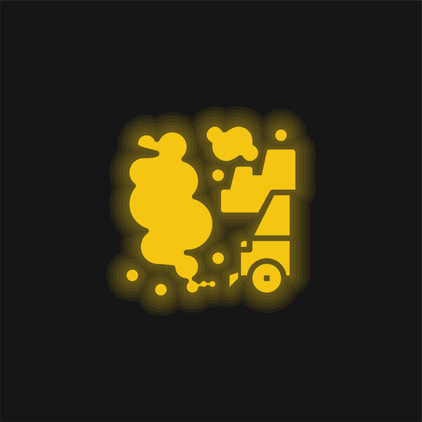 Air Pollution yellow glowing neon icon
