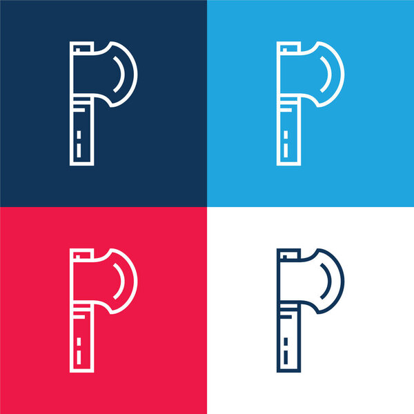 Axe blue and red four color minimal icon set