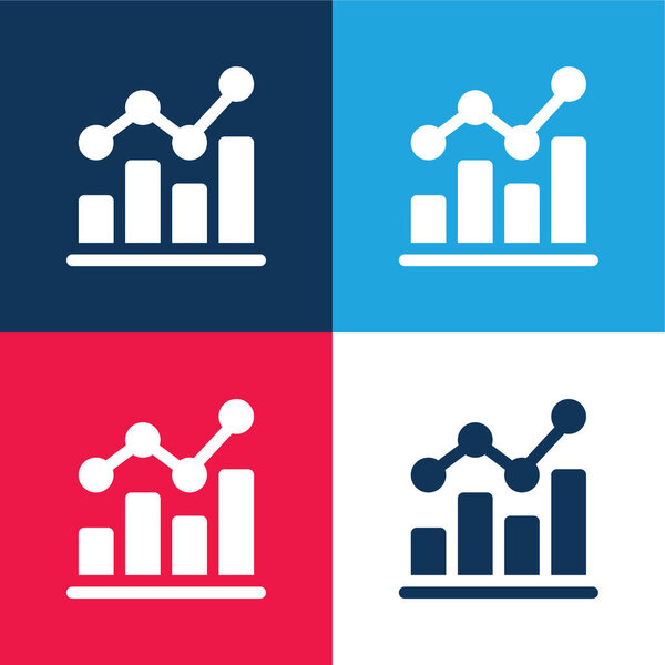 Бар Chart синий и красный четыре цвета минимальный набор значков