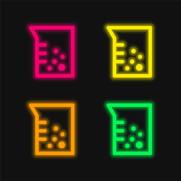 Beaker Symbol four color glowing neon vector icon