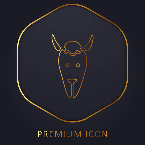 Bison Head golden line premium logo or icon