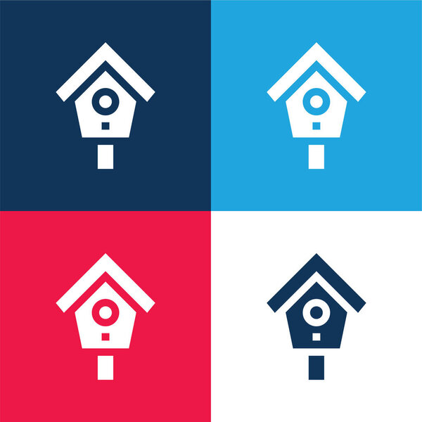 Дом синий и красный четыре цвета минимальный набор значков