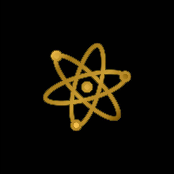 Atoms Symbol gold plated metalic icon or logo vector