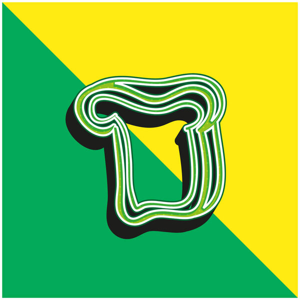 Хлеб Разрезанная рука нарисованная еда Зеленый и желтый современный 3D логотип векторной иконки