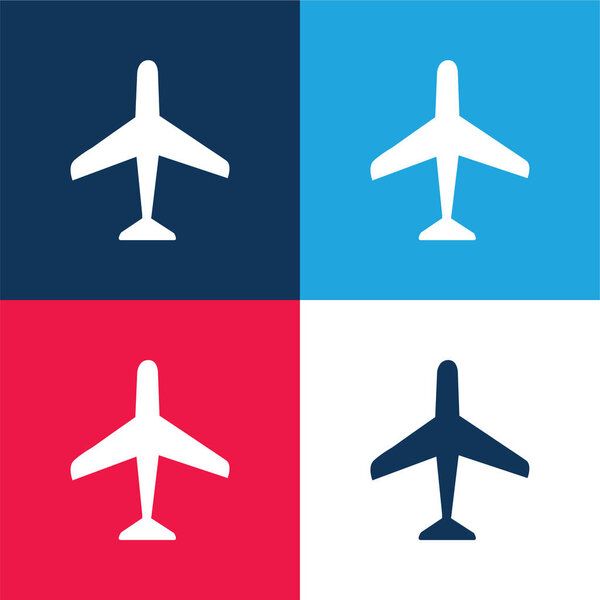 Airplane blue and red four color minimal icon set