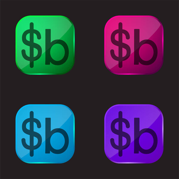Bolivia Boliviano Currency Symbol four color glass button icon