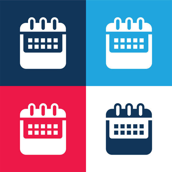 Годовой календарь Вариант синий и красный четыре цвета минимальный набор значков