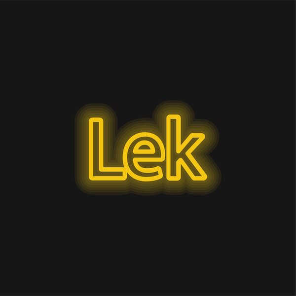Символ валюты Албании Лек желтый светящийся неоновый значок