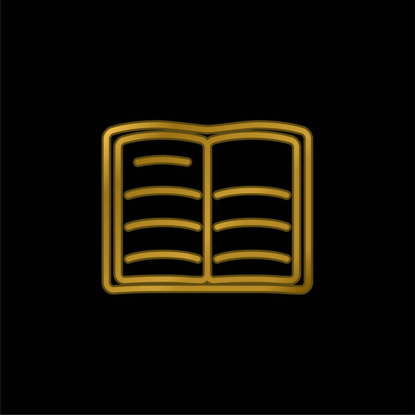 Book Of Text Opened Outline gold plated metalic icon or logo vector