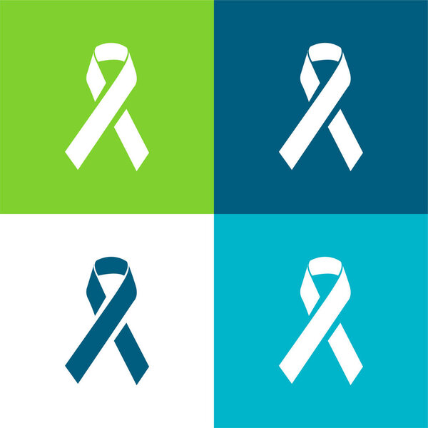 Awareness Ribbon Flat four color minimal icon set