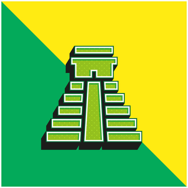 Aztec Pyramid Green and yellow modern 3d vector icon logo