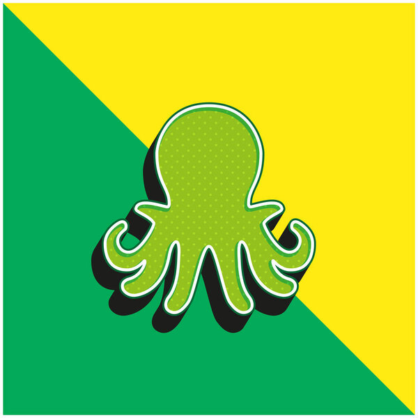 Aquarium Octopus Green and yellow modern 3d vector icon logo