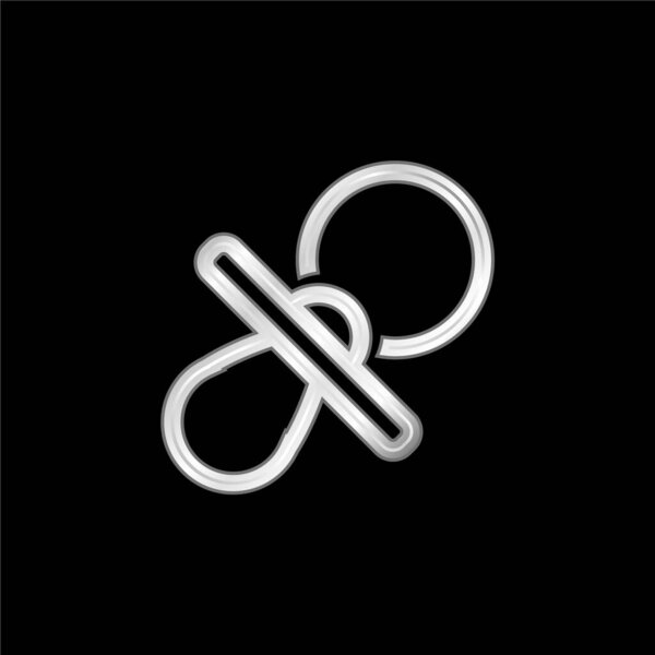 Baby Pacifier Outline silver plated metallic icon