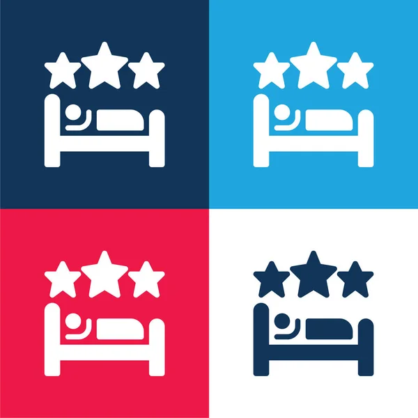 Κρεβάτι Μπλε Και Κόκκινο Τέσσερα Χρώμα Ελάχιστο Σύνολο Εικονιδίων — Διανυσματικό Αρχείο