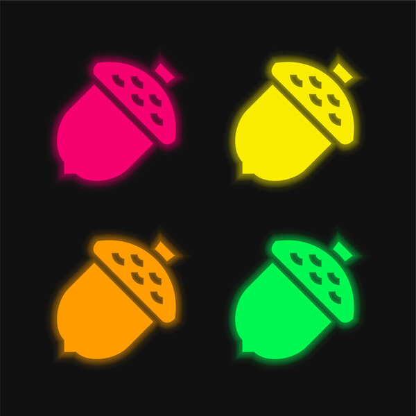Желудь четырехцветный неоновый вектор