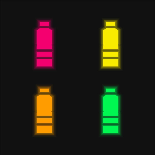 Bottle four color glowing neon vector icon